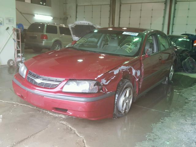 2G1WF52E759351217 - 2005 CHEVROLET IMPALA RED photo 2