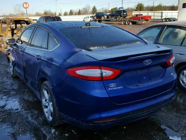 3FA6P0H79DR340055 - 2013 FORD FUSION SE BLUE photo 3