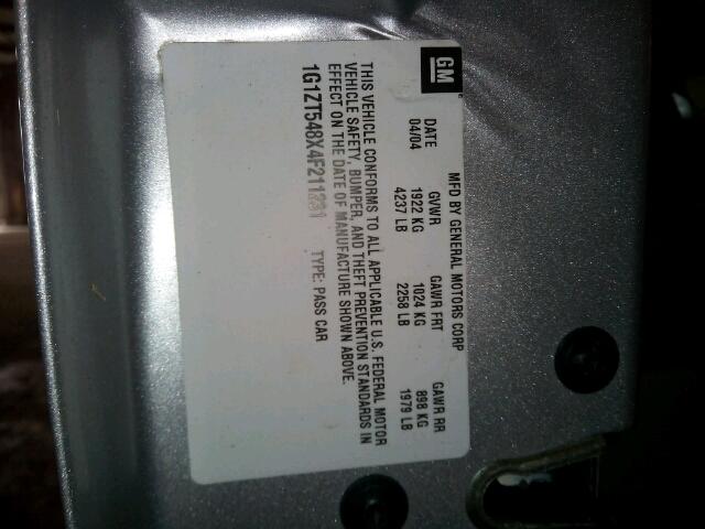 1G1ZT548X4F211231 - 2004 CHEVROLET MALIBU LS ნაცრისფერი ფოტო 10