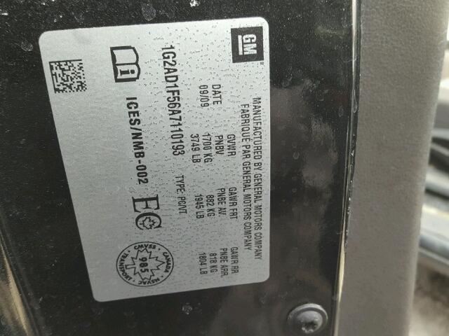 1G2AD1F56A7110193 - 2010 PONTIAC G5 SE BLACK photo 10