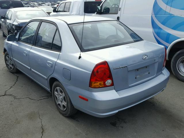 KMHCG45C75U618432 - 2005 HYUNDAI ACCENT GL BLUE photo 3