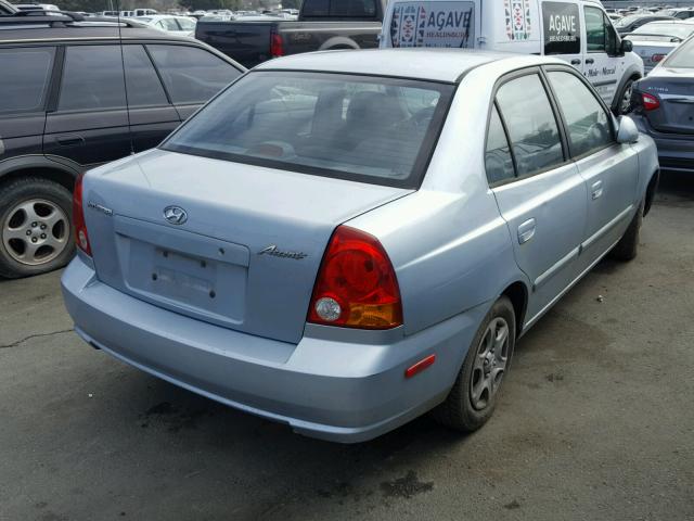 KMHCG45C75U618432 - 2005 HYUNDAI ACCENT GL BLUE photo 4