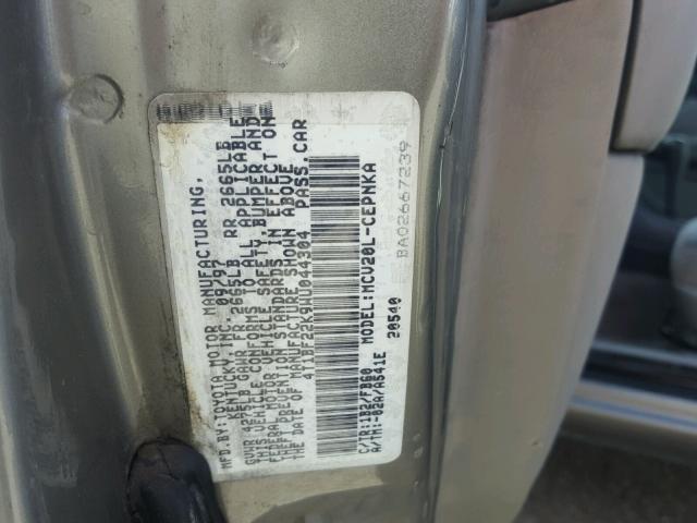 4T1BF22K9WU044304 - 1998 TOYOTA CAMRY CE TAN photo 10