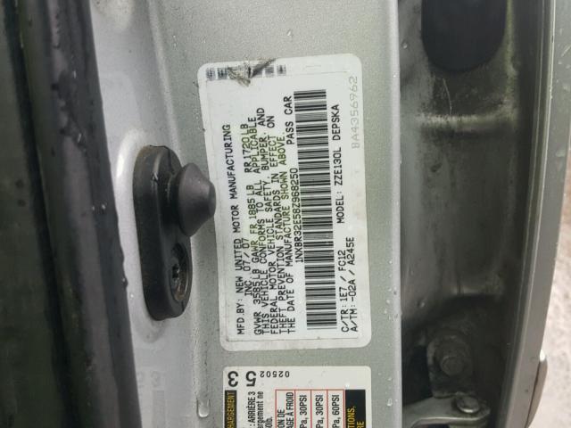 1NXBR32E58Z968250 - 2008 TOYOTA COROLLA CE GRAY photo 10