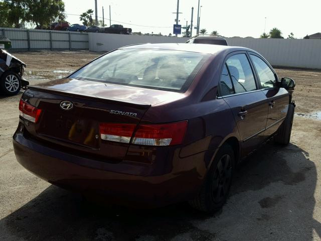 5NPET46C57H234198 - 2007 HYUNDAI SONATA GLS BURGUNDY photo 4