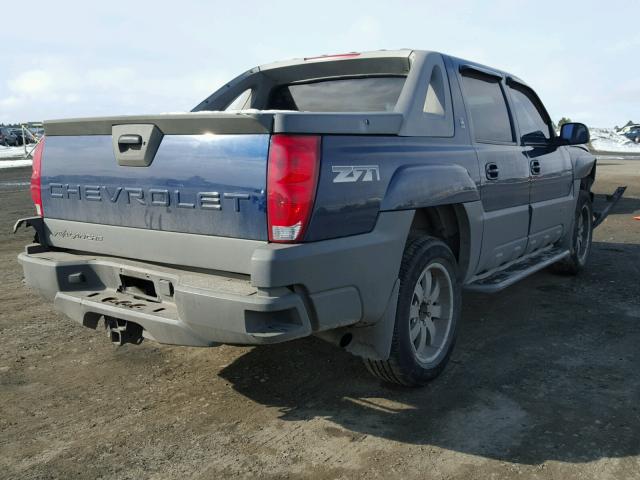 3GNEK13T12G128863 - 2002 CHEVROLET AVALANCHE BLUE photo 4