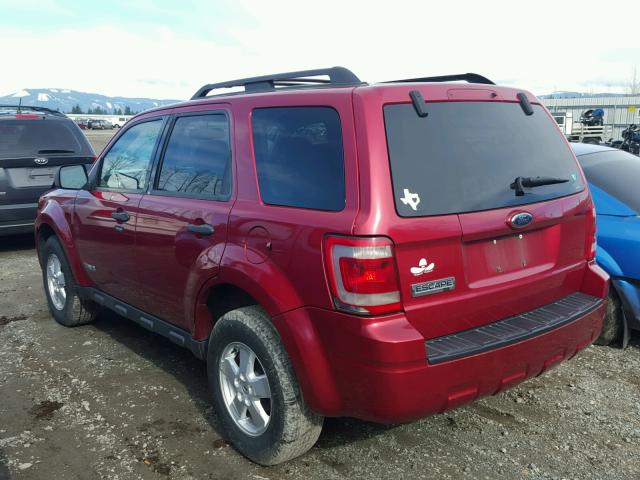 1FMCU03118KD57026 - 2008 FORD ESCAPE XLT RED photo 3