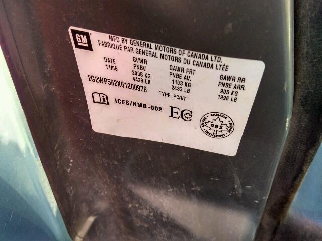 2G2WP552X61200978 - 2006 PONTIAC GRAND PRIX BEIGE photo 10