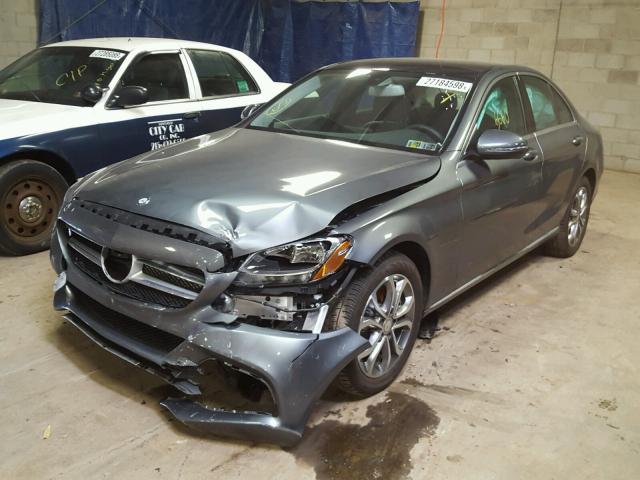 55SWF4KB4HU219540 - 2017 MERCEDES-BENZ C 300 4MAT GRAY photo 2