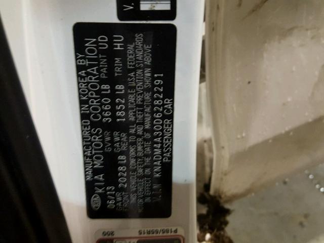 KNADM4A30D6282291 - 2013 KIA RIO LX Սպիտակ լուսանկար 10