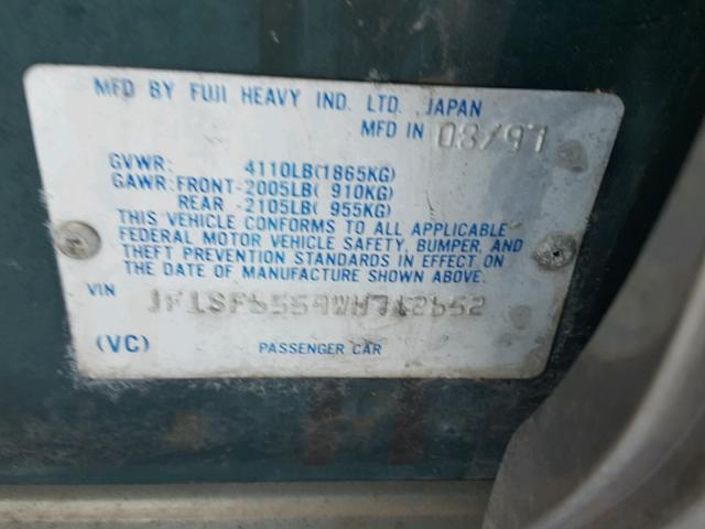 JF1SF6559WH712652 - 1998 SUBARU FORESTER S Yaşıl foto 10
