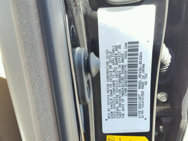 JTHBF30G035038775 - 2003 LEXUS ES 300 BLACK photo 10