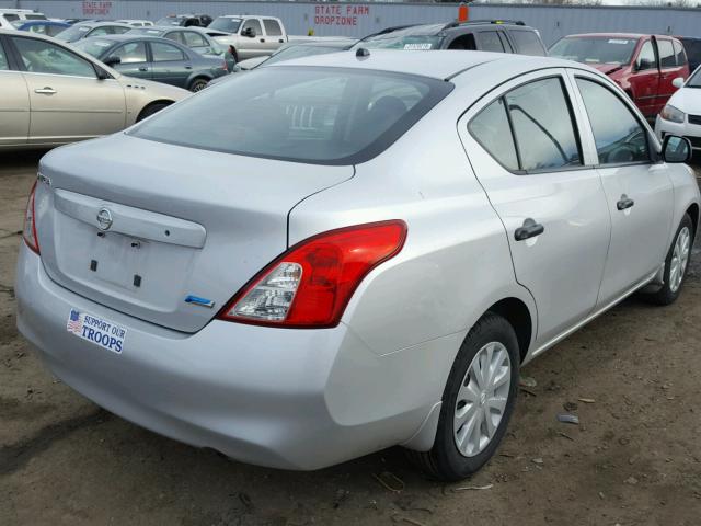 3N1CN7AP5CL833998 - 2012 NISSAN VERSA S SILVER photo 4