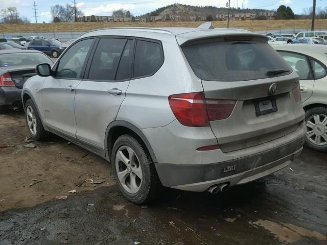 5UXWX5C55BL704494 - 2011 BMW X3 XDRIVE2 SILVER photo 3