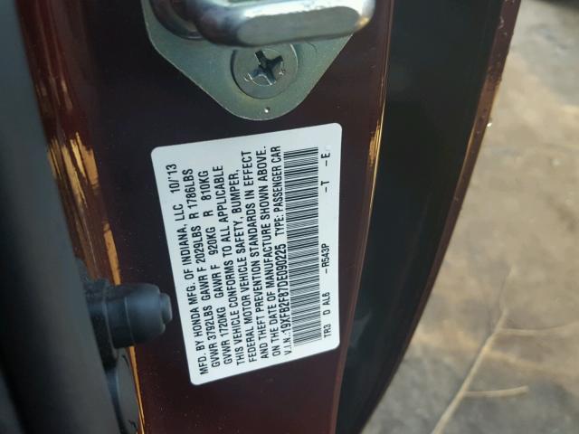 19XFB2F87DE090225 - 2013 HONDA CIVIC EX ბურგუნდია ფოტო 10