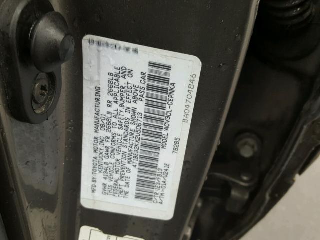 4T1BE32KX2U506713 - 2002 TOYOTA CAMRY LE GRAY photo 10