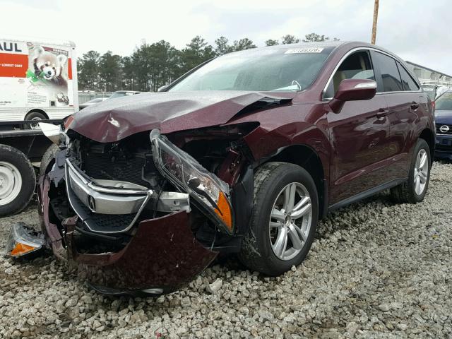 5J8TB3H57FL004726 - 2015 ACURA RDX TECHNO MAROON photo 2