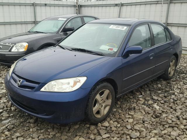 2HGES25845H501990 - 2005 HONDA CIVIC EX BLUE photo 2