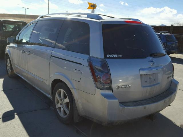 5N1BV28U58N100117 - 2008 NISSAN QUEST S SILVER photo 3