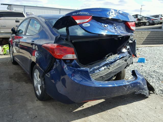 KMHDH4AEXDU632204 - 2013 HYUNDAI ELANTRA GL BLUE photo 3