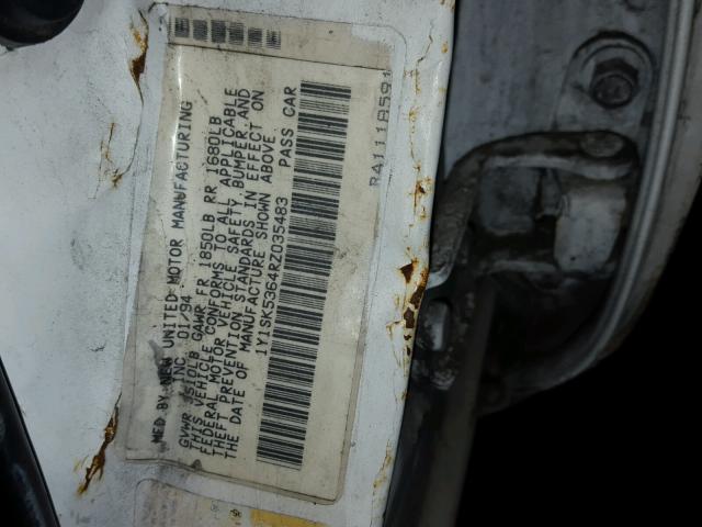 1Y1SK5364RZ035483 - 1994 GEO PRIZM BASE 白色 照片 10