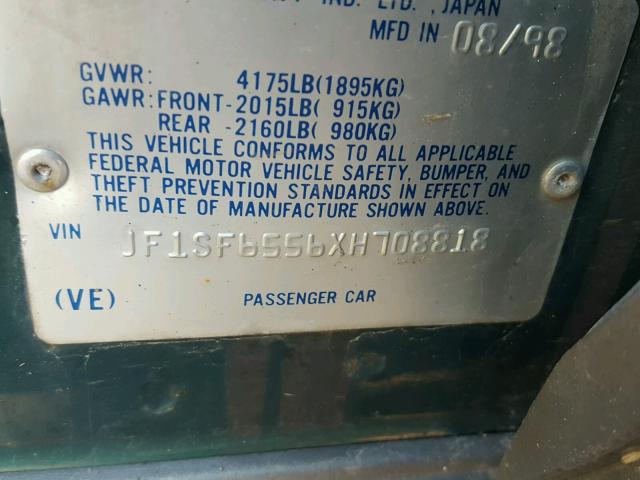 JF1SF6556XH708818 - 1999 SUBARU FORESTER S 绿色 照片 10