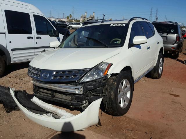 JN8AZ08T67W520238 - 2007 NISSAN MURANO SL WHITE photo 2