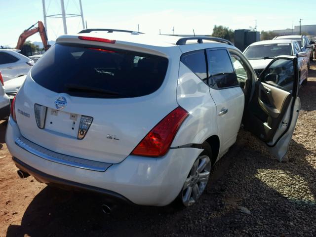 JN8AZ08T67W520238 - 2007 NISSAN MURANO SL WHITE photo 4