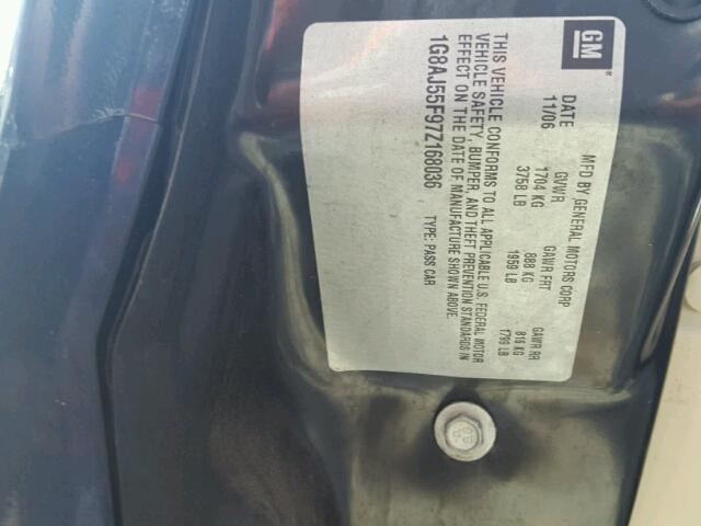 1G8AJ55F97Z168036 - 2007 SATURN ION LEVEL BLUE photo 10