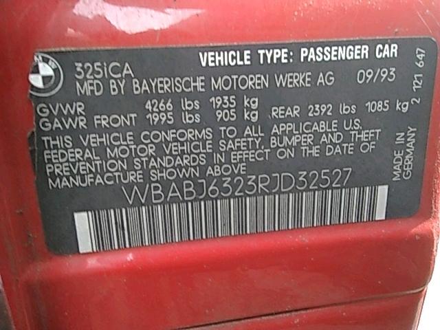 WBABJ6323RJD32527 - 1994 BMW 325 IC AUT RED photo 10