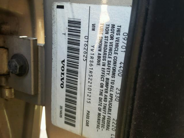 YV1RS61R522101215 - 2002 VOLVO S60 金色 照片 10