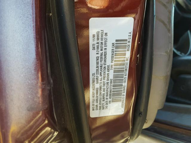 4S3BE686XY7210842 - 2000 SUBARU LEGACY OUT BURGUNDY photo 10