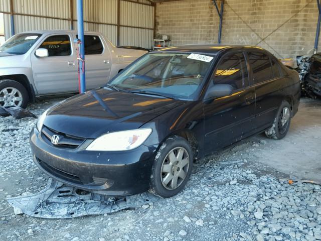 2HGES15575H569314 - 2005 HONDA CIVIC LX BLACK photo 2