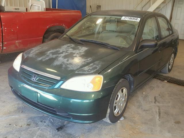 2HGES16541H517518 - 2001 HONDA CIVIC LX GREEN photo 2