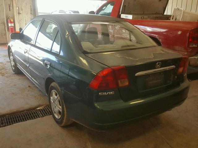 2HGES16541H517518 - 2001 HONDA CIVIC LX GREEN photo 3