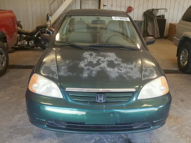 2HGES16541H517518 - 2001 HONDA CIVIC LX GREEN photo 9