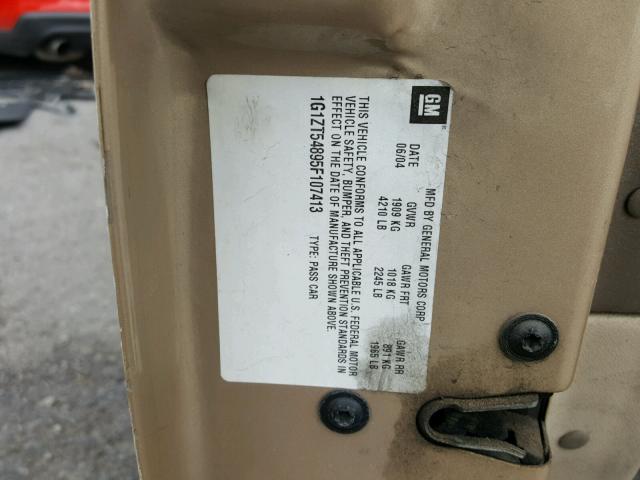 1G1ZT54895F107413 - 2005 CHEVROLET MALIBU LS ოქროსფერი ფოტო 10