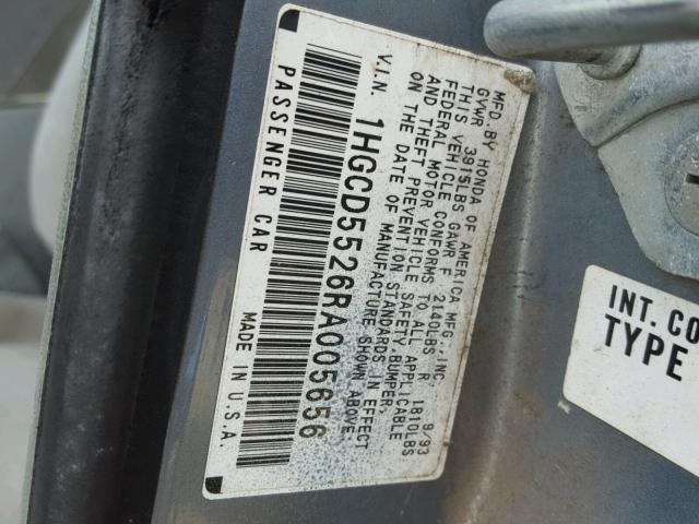 1HGCD5526RA005656 - 1994 HONDA ACCORD DX BLUE photo 10