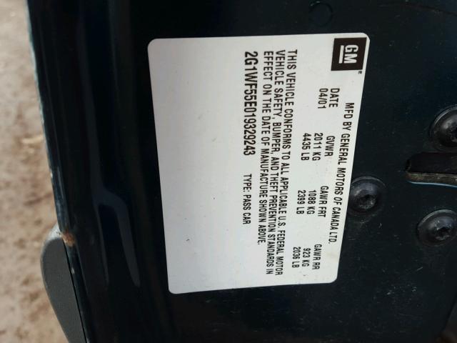 2G1WF55E019329243 - 2001 CHEVROLET IMPALA 绿色 照片 10