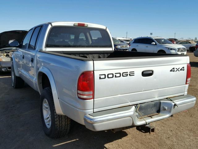 1B7GG2AN21S238213 - 2001 DODGE DAKOTA QUA SILVER photo 3