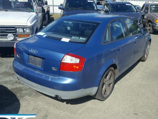 WAULC68E82A201615 - 2002 AUDI A4 1.8T QU BLUE photo 4