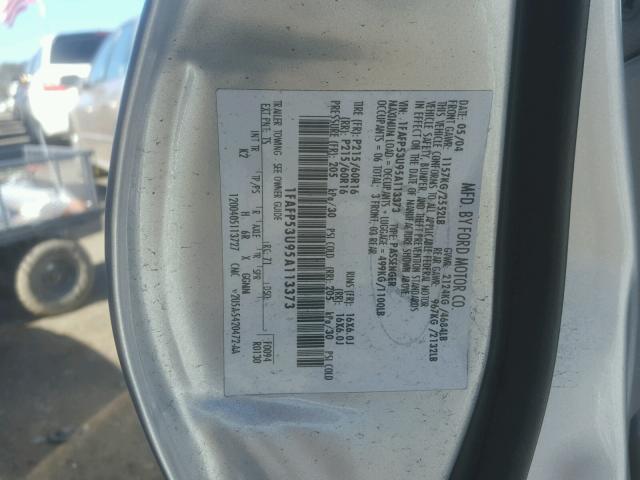 1FAFP53U95A113373 - 2005 FORD TAURUS SE SILVER photo 10