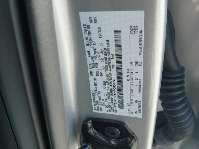 1FTEW1EF6HFC90874 - 2017 FORD F150 SUPER SILVER photo 10