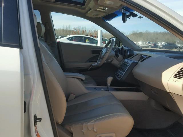 JN8AZ08W74W320362 - 2004 NISSAN MURANO SL WHITE photo 5