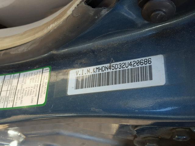 KMHDN45D32U420686 - 2002 HYUNDAI ELANTRA GL GREEN photo 10