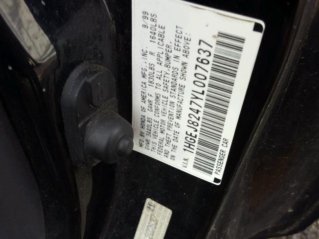 1HGEJ8247YL007637 - 2000 HONDA CIVIC EX BLACK photo 10