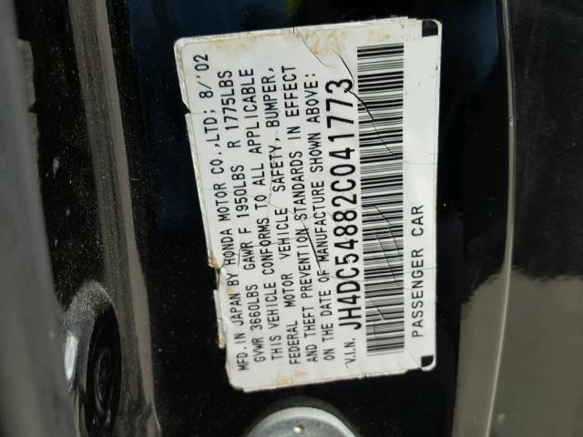 JH4DC54882C041773 - 2002 ACURA RSX BLACK photo 10