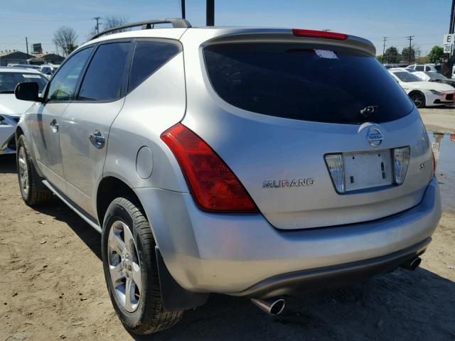 JN8AZ08T24W207683 - 2004 NISSAN MURANO SL SILVER photo 3