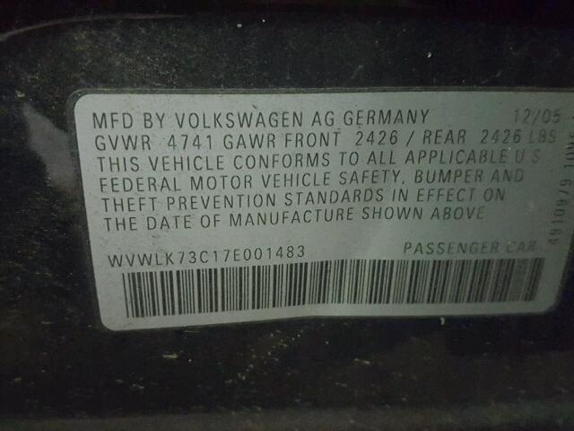 WVWLK73C17E001483 - 2007 VOLKSWAGEN PASSAT 2.0 BLACK photo 10