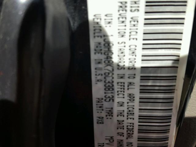 1J8HG48K76C338135 - 2006 JEEP COMMANDER BLACK photo 10